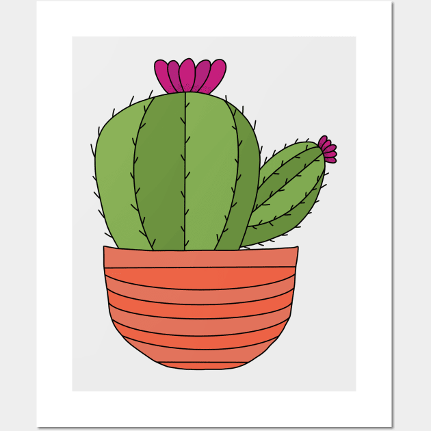 Cute Cactus Design #40: Big And Sideways Cactus Wall Art by DreamCactus